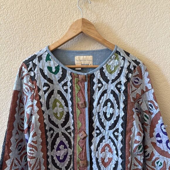Vintage Territory Ahead Quilted Applique Boho Artsy Jacket Womens Med - Picture 5 of 17